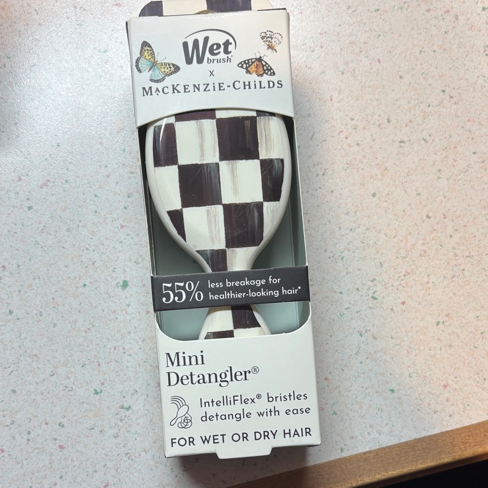MacKenzie-Childs target collab Checkered Mini Detangler Brush - Black and White
